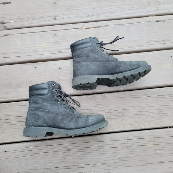 Timberland 6" Premium Black Suede Leather Punk Grunge Combat Work Utility Boots - Picture 2 of 8